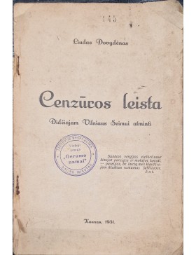 Cenzūros leista. Didžiajam Vilniaus Seimui atminti 