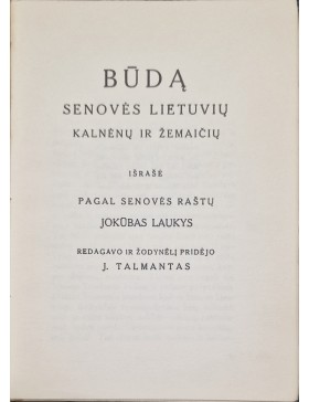 Būdą senovės lietuvių kalnėnų ir žemaičių...