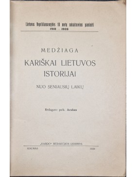 Medžiaga kariškai Lietuvos istorijai