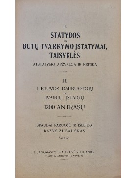 Statybos ir butų tvarkymo įstatymai, taisyklės...