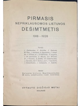 Pirmasis nepriklausomos Lietuvos dešimtmetis 1918-1928