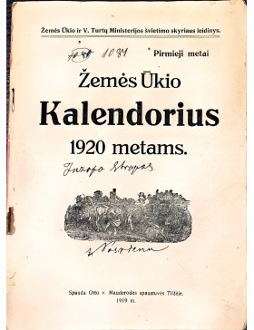 Žemės ūkio kalendorius 1920 metams