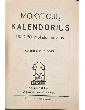 Mokytojų kalendorius 1929-30 m. 