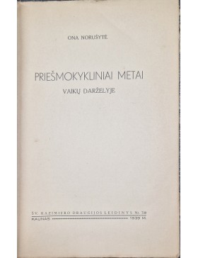 Priešmokykliniai metai vaikų darželyje