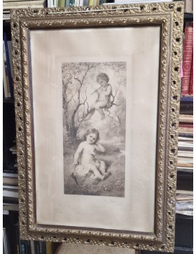 Vaikai. F. Lefler (1831-1898) litografija