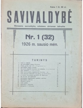Savivaldybė 1926 m. Nr. 1