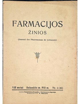 Farmacijos žinios 1931 m. Nr.4. Farmacijos žinios 1931 m. Nr.4.