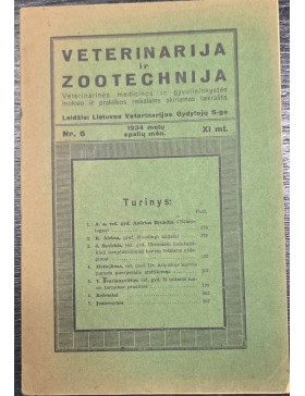 Veterinarija ir zootechnija 1934 m. Nr.6.