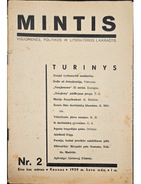 Mintis 1939 m. Nr.2. Mintis 1939 m. Nr.2.