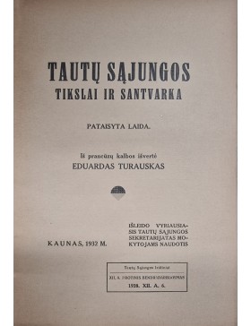 Tautų sąjungos tikslai ir santvarka 