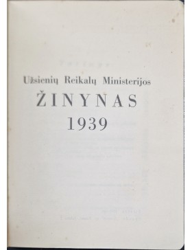 Užsienių Reikalų Ministerijos žinynas 1939