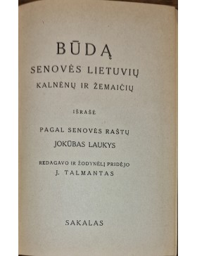 Būdą senovės lietuvių kalnėnų ir žemaičių 